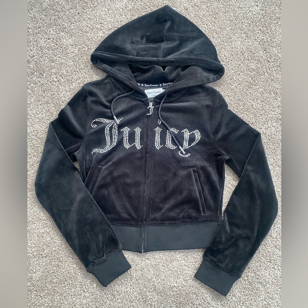 Juicy Couture Y2K front bling velour zip up